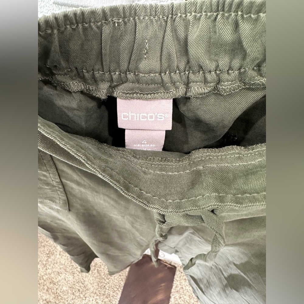 NWT Chico’s Pull-On Ankle Drawstring Pants Olive Green Size 20 (Chico’s size 4) - Picture 7 of 9